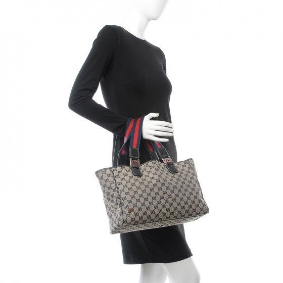 Authentic Gucci GG Monogram Supreme Sherry Web Pop Tote Bag