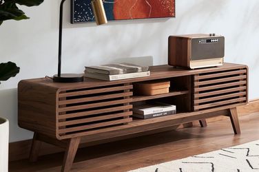 Mid-Century Modern Walnut TV Stand / Entertainment Center – Fits up to 65” TV