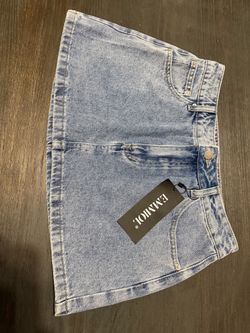 EMMIOL Light Wash Denim Mini Skirt