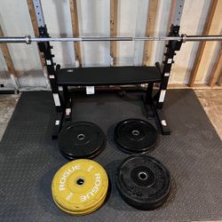 Rouge Plates And Squat Rack With Bench