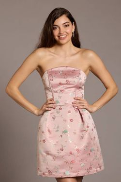 Pink Floral Strapless Mini Dress size 10 new with tag