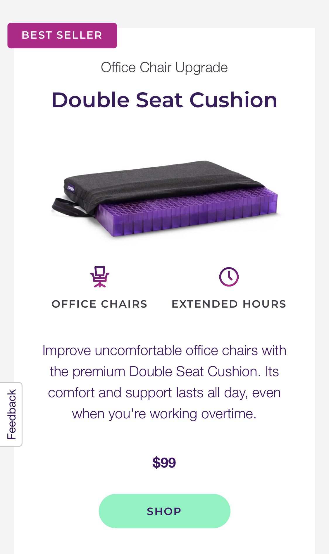 Purple Double Seat Cushion - Pressure Reducing Grid For Ultimate Comfort  for Sale in San Jose, CA - OfferUp