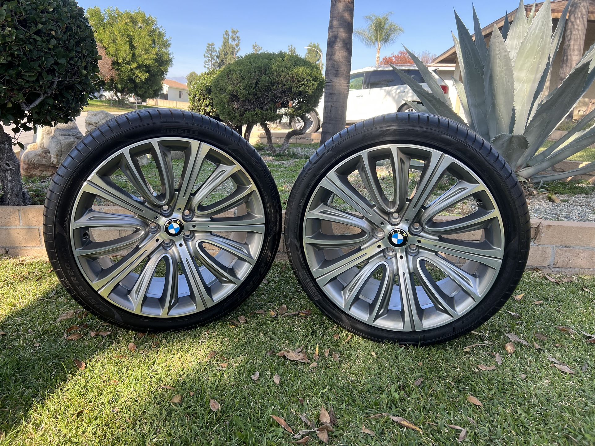 Set of two wheels w OEM BMW 7 Series 6 wheels 20 inch G11 G12 G32 GT Gran Turismo Tires on Rims Have 90% of Life