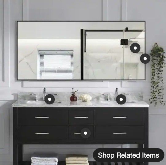 ✨️ $110 W6515 Lirago 70 in. H x 32 in. W Rectangle Framed Vanity Mirror📍 F/E