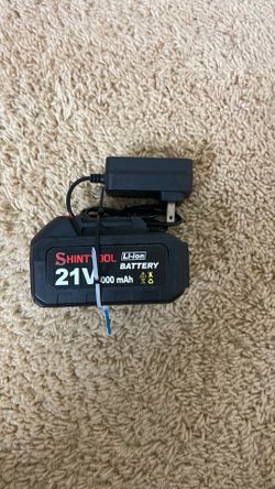 21v Lithium Battery - 2.0 Ah Battery with Charger Adapter Led Indicator Compatible with Leaf Blower and Cordless Tiller