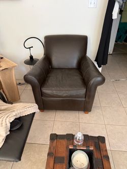 Brown Leather Accent Chair