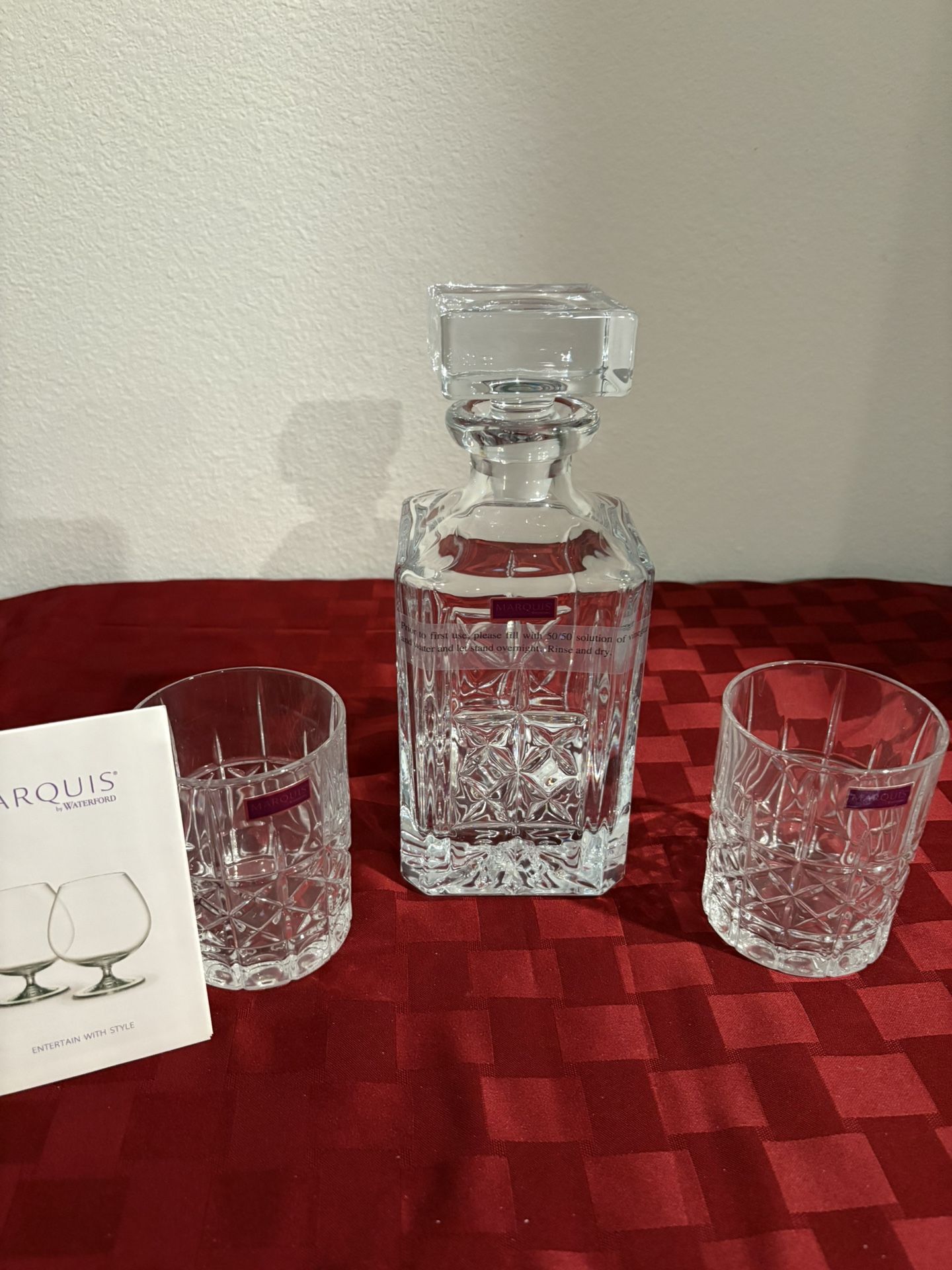 Marquis by Waterford Brady Decanter & Double Old Fashioned Pair. This 3-piece set includes a decanter and two double old fashioned glasses.