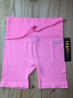 Ribbed Drawstring Bike Shorts Pink Shorts Womens  Seamless High Waist yoga gym
