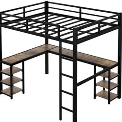 Full Size Loft Bed, With Hybrid Queen Mattress