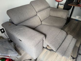 Gray Fabric Power Recliner Loveseat