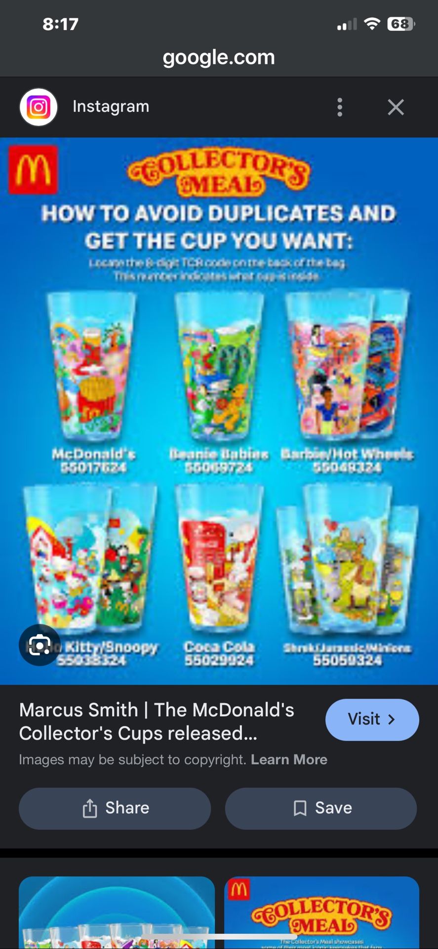 McDonald’s Collectors Cups (6) Total
