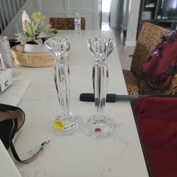 2 Vintage Glass Candlesticks