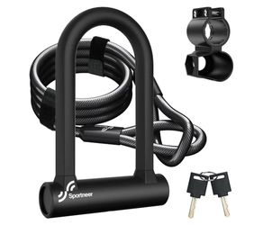 Sportneer Bike U-Lock with Cable and Mount
