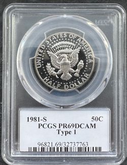 1981-S PCGS PR69DCAM Type 1 Kennedy Half Dollar Proof 50C