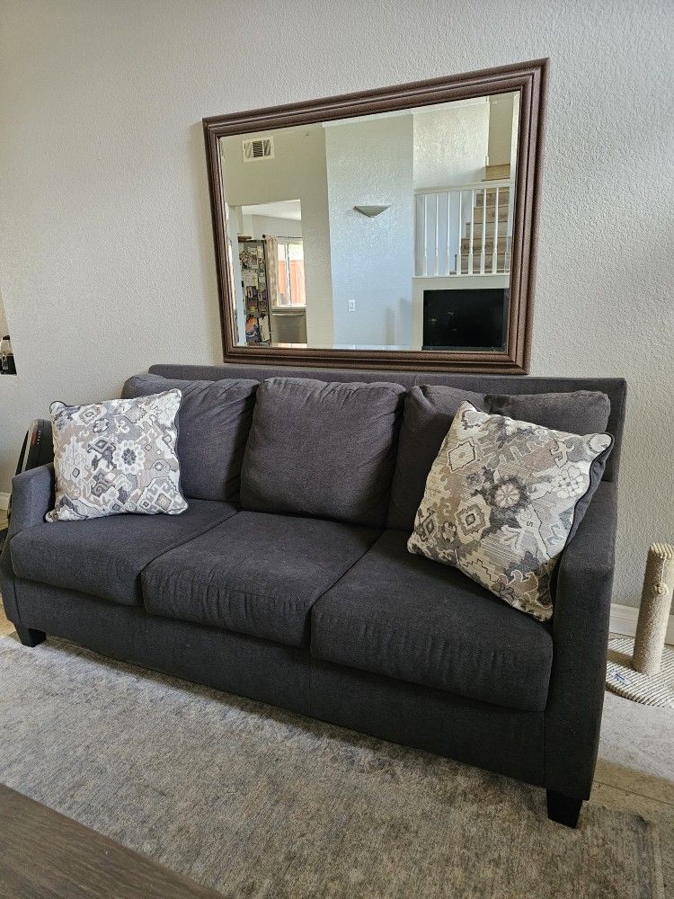 Free Charcoal Grey Couch With Decorative Pillows