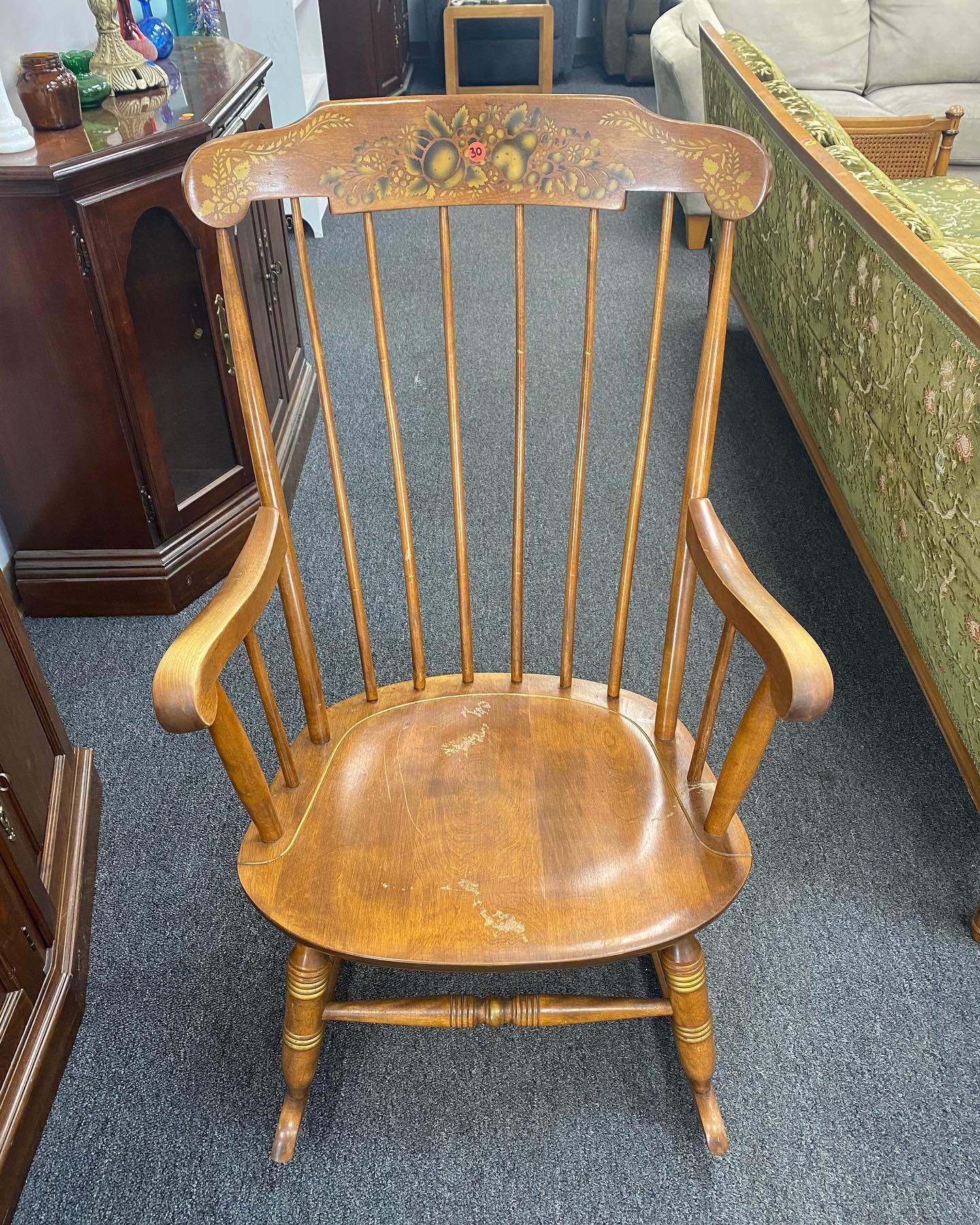 Brown Wood Fruit Themed Rocking Chair $30 24” x 29” x 40”