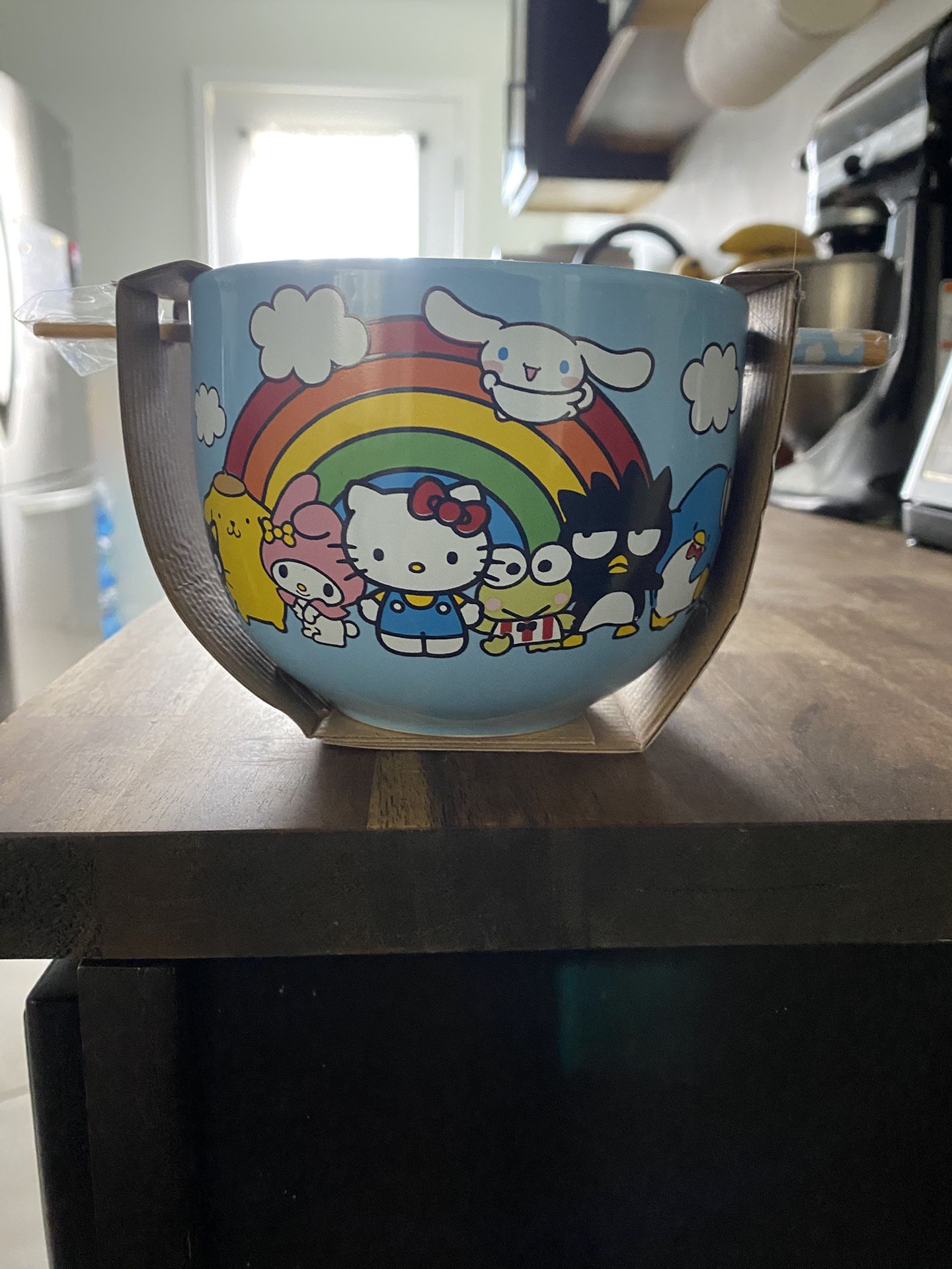 Hello Kitty Ceramic Bowl With Chopsticks