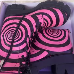Pink And Black Boots