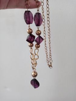 Necklace w/ purple glass stone pieces