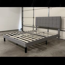 New Light Gray Queen Platform Bed (Can Deliver)