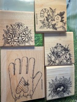 Gifted Glove Stampin' Up Wooden Rubber Stamp Set of 5