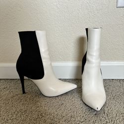 Steve Madden Stiletto Heels Booties - Color Block Black And White - Size 7 .5