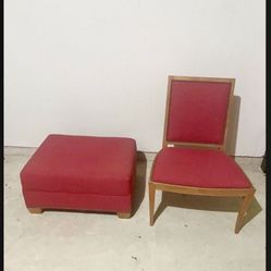 Teak Wood Chair And Ottoman