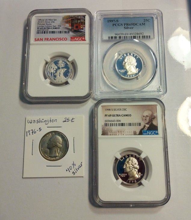 Set of (4) Beautiful Silver Quarter Dollar Coins for Collecting
