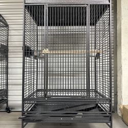 Extra Large Parrot Bird Open Play Perch Stand Top Cage With Wheels 