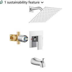 Airuida Shower Faucet Set with Tub Spout Bathtub Faucet Kit Shower Tub Faucet Set Complete Tub Shower Trim Kit with Solid Brass Rough-in Valve and Rai
