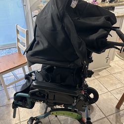 Wheelchair - KiMobility Little Wave Flip 14”x16”Tilt In Space Pediatric Wheelchair w/ Headrest+ Footrests+ Plus