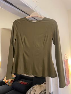 Olive Green Long Sleeve Fitted Top