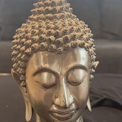  Buddha Head Statue Silver 