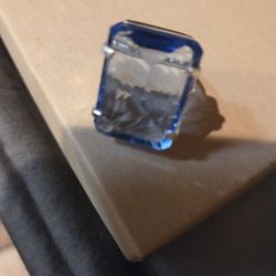sterling silver ring with blue glass