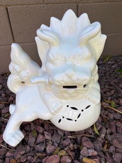 White Ceramic Foo Dog Figurine
