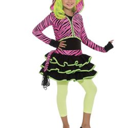 Girls Zebra 80’s Ruffle Skirt Costume Sz 8-10