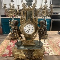 Vintage Lancini Clock and Candelabra Set