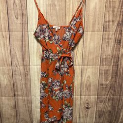 Monteau Los Angeles Medium orange wrap dress floral summer