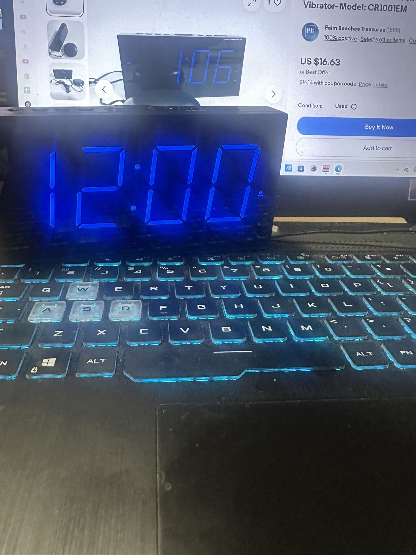 Digital LED Alarm Clock – Large Blue Display, USB Charger, Snooze, Works Great!