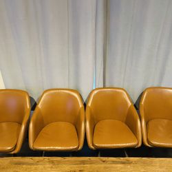 4 Brown Faux Leather Dining Chairs