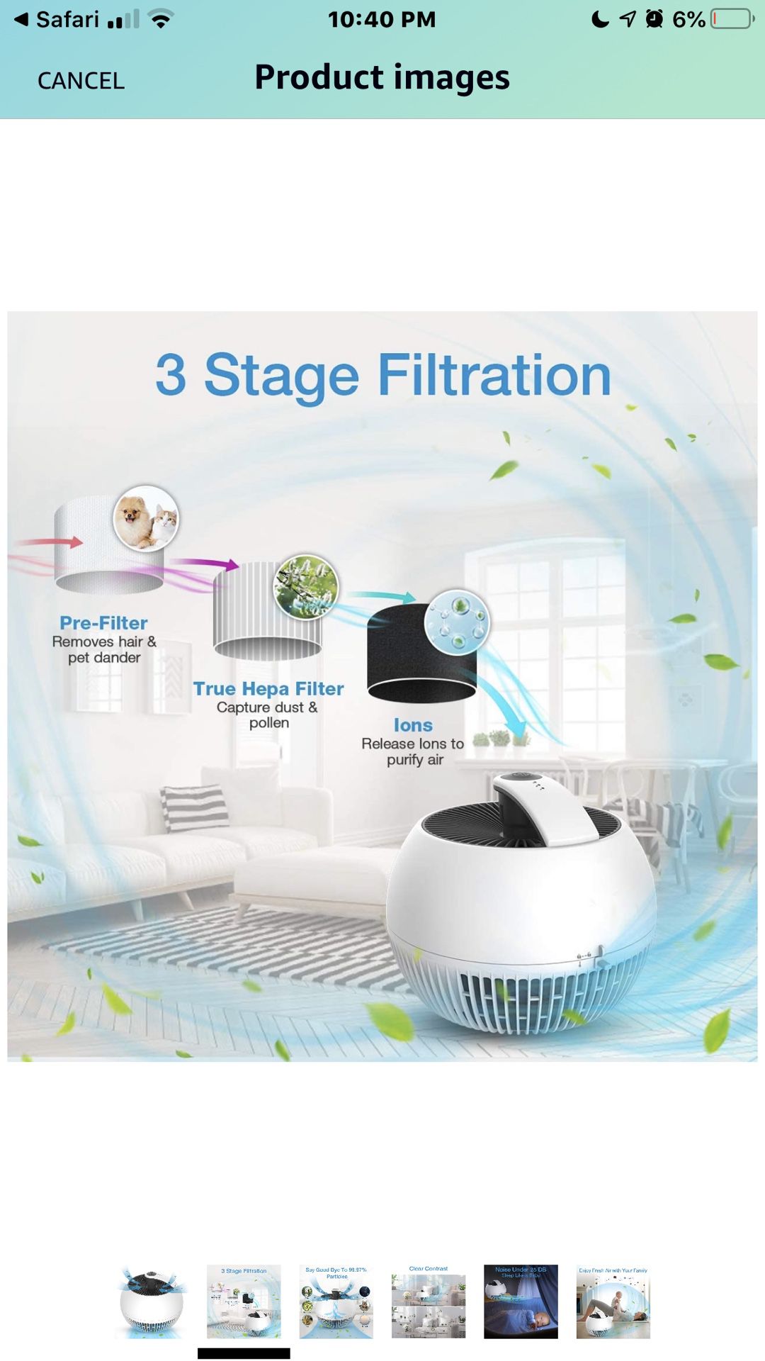 TRUSTECH Air Purifier xHome,True HEPA Filter Air Cleaner for Room with 3 Fan Speeds, 3 Stage Filter.