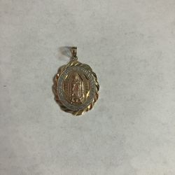 14k Tri Color Gold Virgen Mary Pendant #109494-2 MGC 
