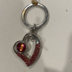 PINK JEWELED HEART SHAPE KEYCHAIN 