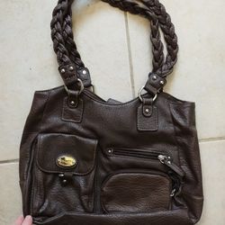 Dark Chocolate Brown Vinyl Purse With Pockets