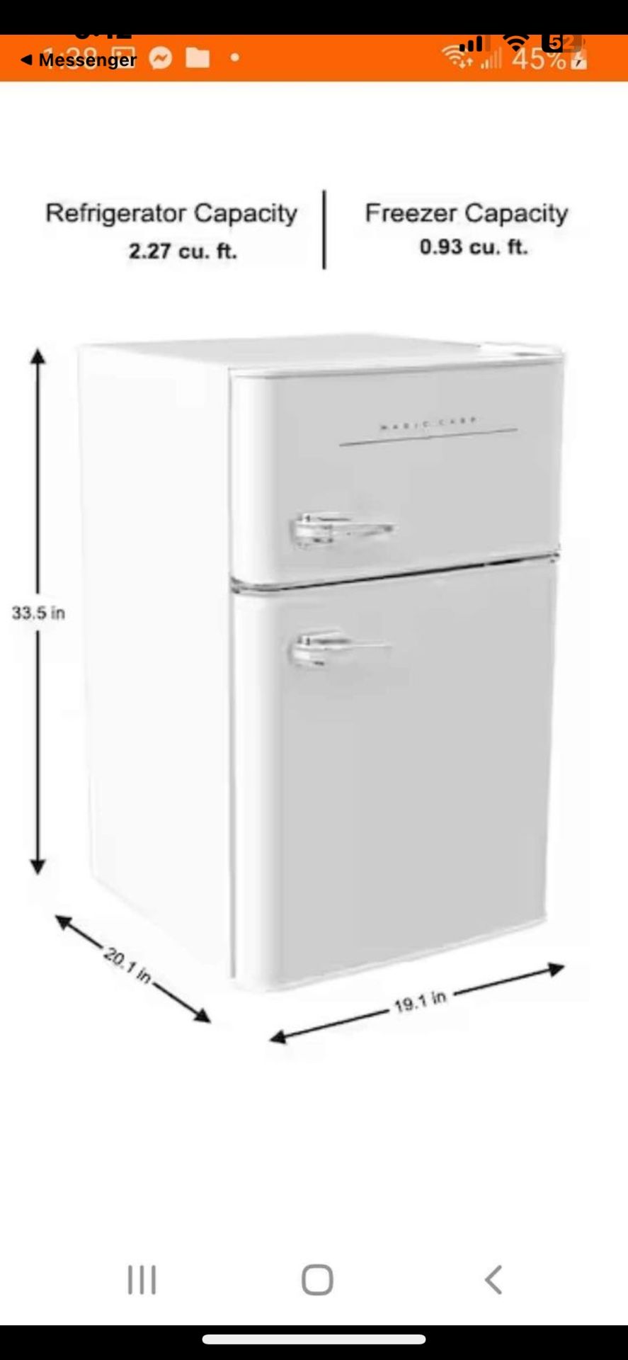 Brand, New Magic, Chef, Retro Dorm, Size Refrigerator In White