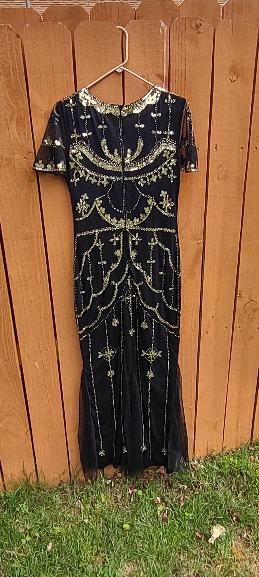 Black Blush Sequins 1920s Dress