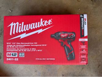 BRAND NEW MILWAUKEE M12 1/4” HEX SCREWDRIVER KIT