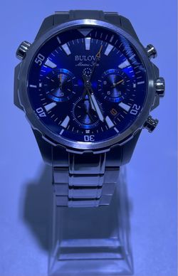 Bulova Marine Star Chronograph Blue Dial Watch (96B256).