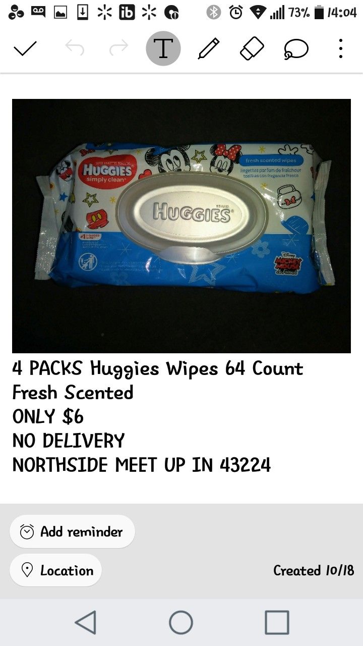 4 Huggies Wipe Fresh Scent 64 Count