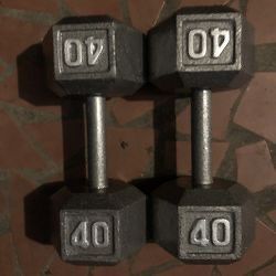 Pair of 40 lb Cast-Iron Dumbbells – 80 lbs Total – Great Condition!